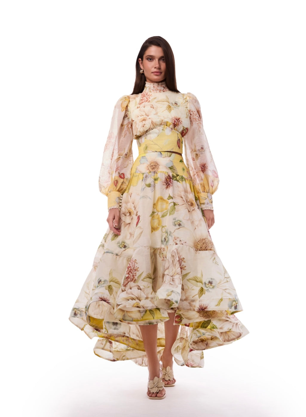 Flora Magnifica Silk-Linen Midi Dress – vue de côté