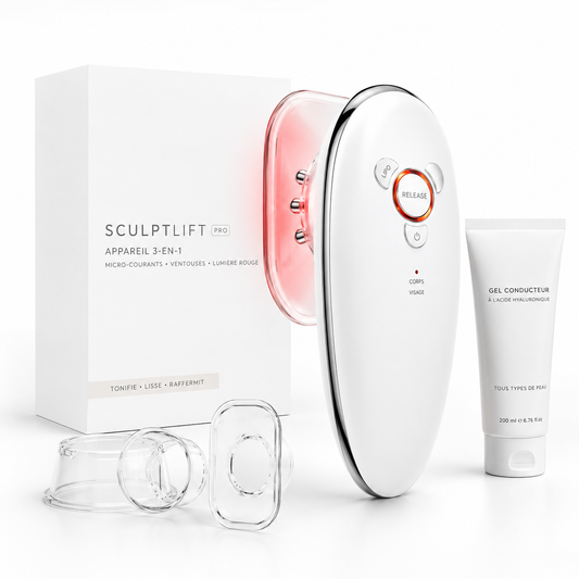 SculptPro 3-en-1 Cineaskin — Anti-cellulite, microcourant, ventouse, lumière rouge
